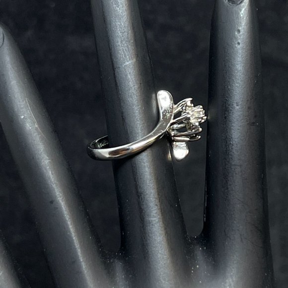 14k GE Silver With Blue And Clear Rhinestones Ring Signed ESPO Sz 5 (R304) - Picture 2 of 6